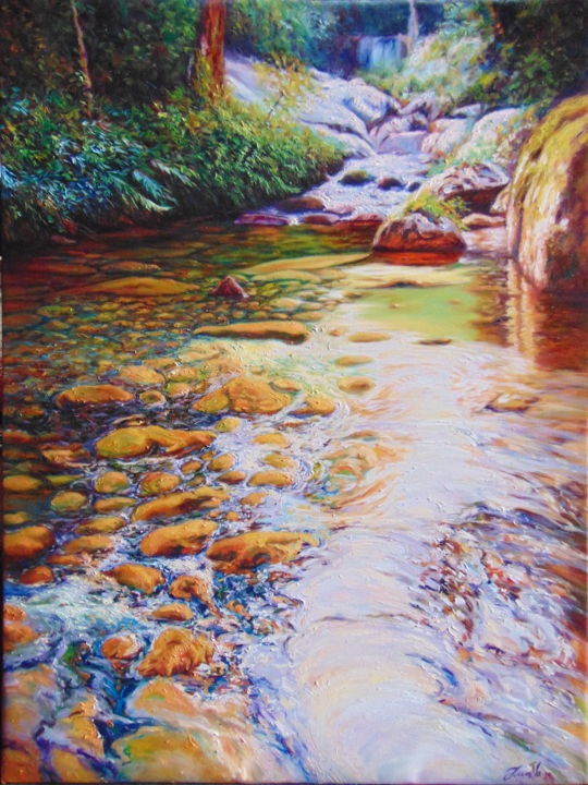 Painting titled "Ríos de la Sierra e…" by Juan Manuel Velázquez Fernández (JuanMa), Original Artwork, Oil