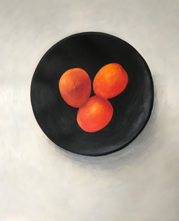 Malerei mit dem Titel "A dish with three p…" von Juan Manuel Alvarez-Ossa, Original-Kunstwerk, Acryl