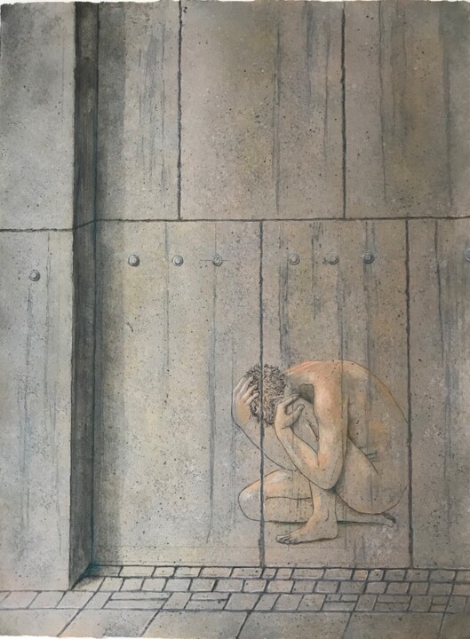 Schilderij getiteld "Of Fear, Loneliness…" door Juan Manuel Alvarez-Ossa, Origineel Kunstwerk, Acryl
