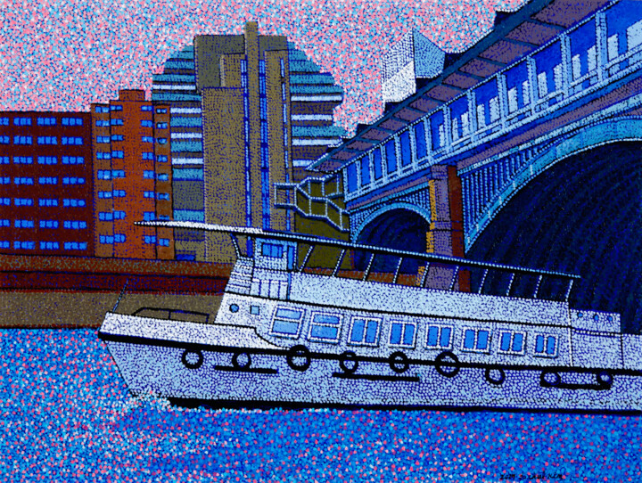 Schilderij getiteld "blackfriars bridge…" door Juchul Kim, Origineel Kunstwerk, Olie