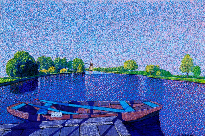 Schilderij getiteld "Giethoorn Netherlan…" door Juchul Kim, Origineel Kunstwerk, Olie