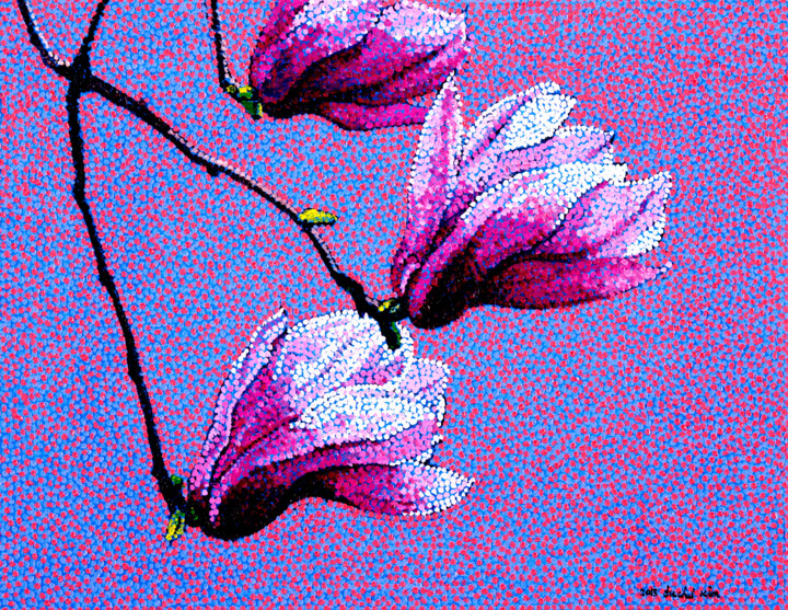 Schilderij getiteld "magnolia liliflora…" door Juchul Kim, Origineel Kunstwerk, Olie