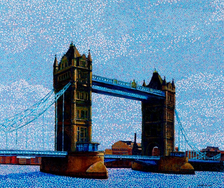 Картина под названием "Towerbridge London" - Juchul Kim, Подлинное произведение искусства, Масло