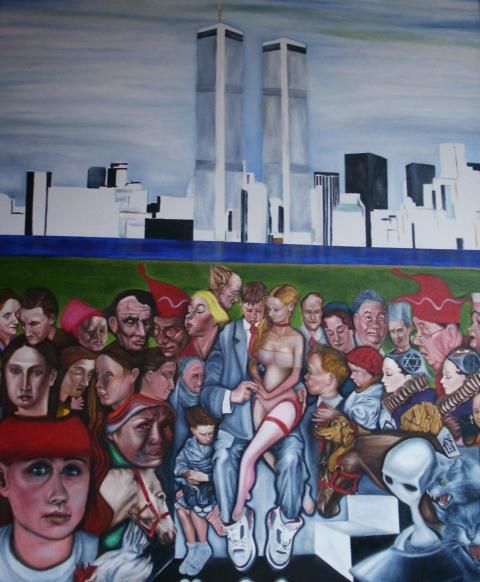 Painting titled "Proposal Twin Towers" by Jude Pacheco, Original Artwork