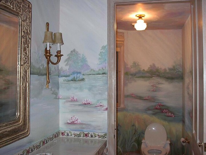 Painting titled ""monet" type bathro…" by Judi Diamant, Original Artwork