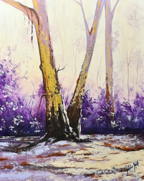 Painting titled "Forest edge" by Judit Takács, Original Artwork, Acrylic