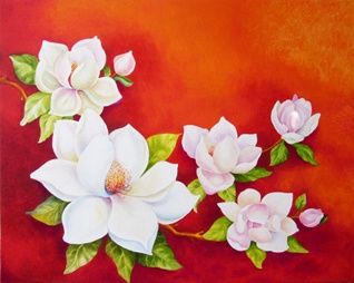 Картина под названием "Magnolia" - Judita Zidziuniene, Подлинное произведение искусства, Масло