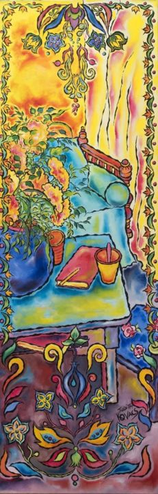 Картина под названием "Mon jardin secret" - Judith Kovacs, Подлинное произведение искусства, Акрил