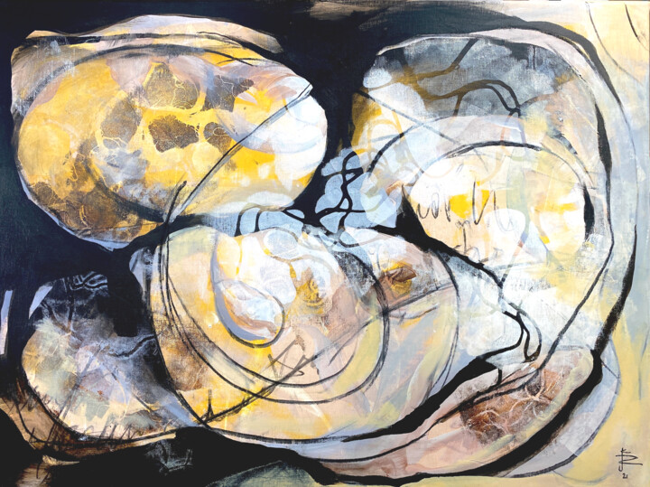 Картина под названием "Fundstück 4" - Judith Riemer, Подлинное произведение искусства, Акрил Установлен на Деревянная рама д…