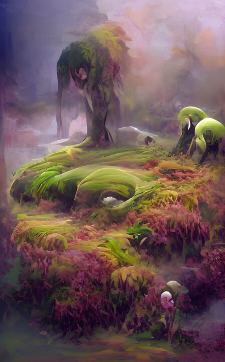 Digital Arts titled "Moss And Mist" by Judith Simonis, Original Artwork, Digital Painting