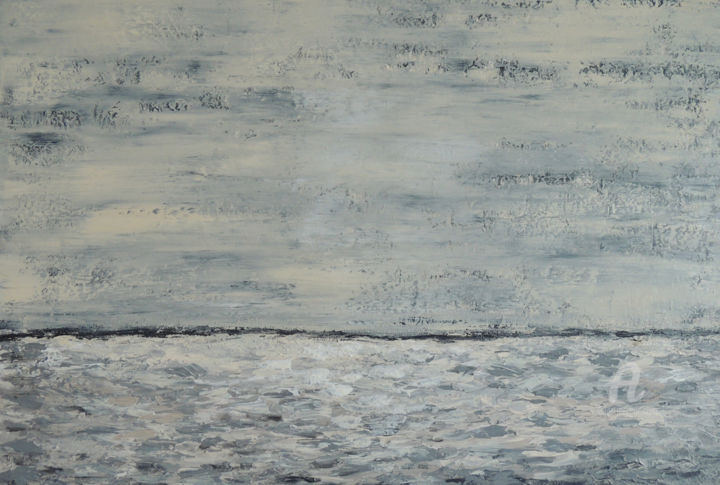 Painting titled "Grey Seas" by Judith Cahill, Original Art, Acrylic