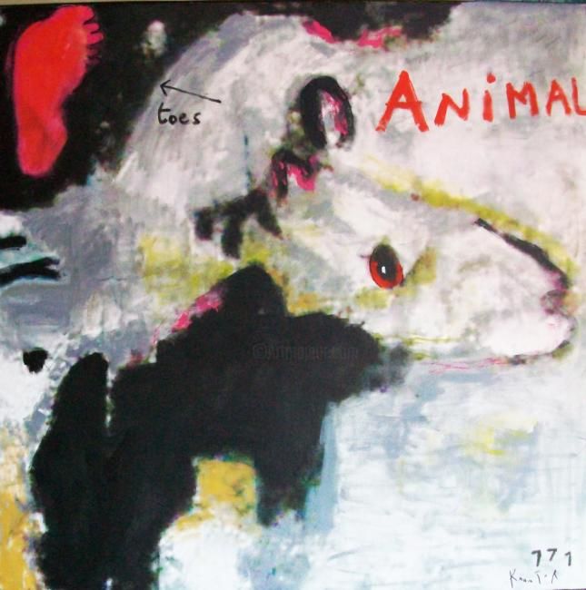 Картина под названием "Animal" - Judith Kaantor, Подлинное произведение искусства