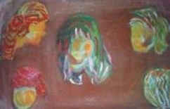 Peinture intitulée "Mulheres Quinteto" par Judjesus, Œuvre d'art originale, Huile