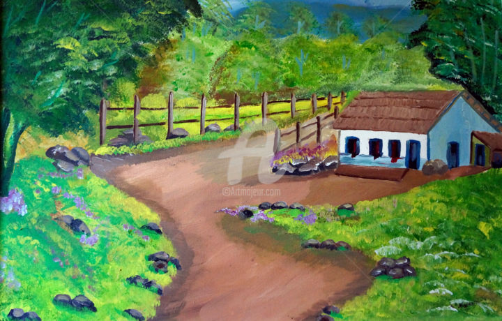 「Paisagem Rural」というタイトルの絵画 Judjesusによって, オリジナルのアートワーク, アクリル