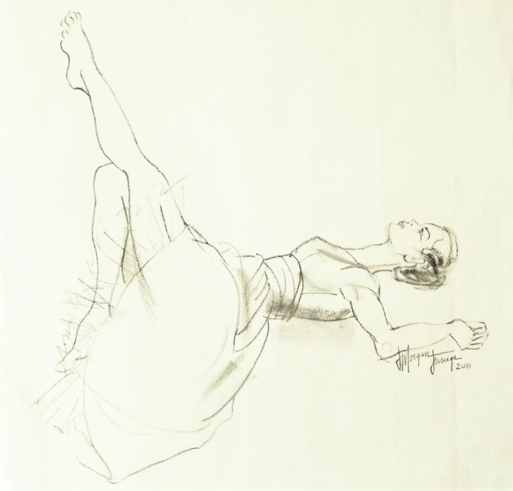 Drawing titled "Resting" by Judy Morgan, Original Artwork, Charcoal