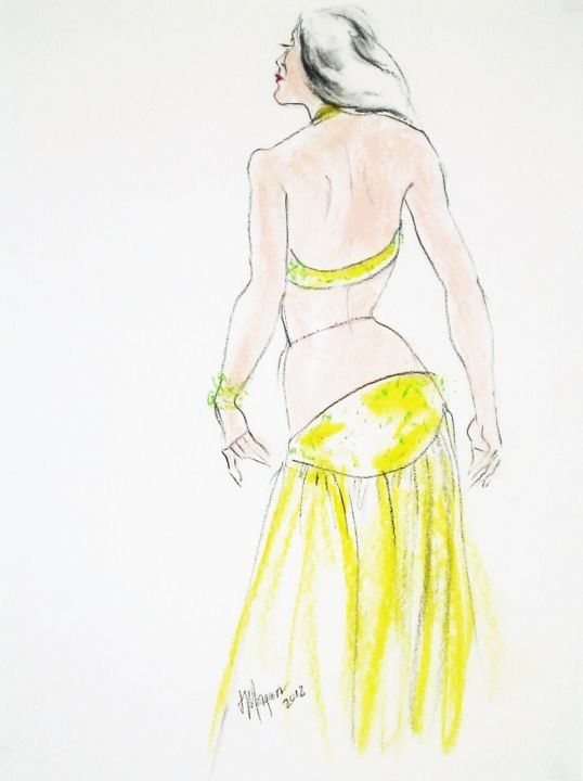 "Belly Dancer 3" başlıklı Resim Judy Morgan tarafından, Orijinal sanat, Karakalem