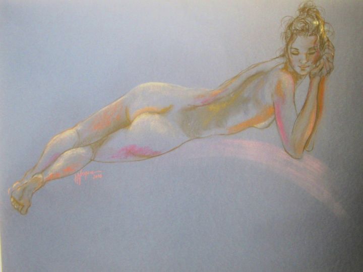 Drawing titled "Relaxed blues" by Judy Morgan, Original Artwork