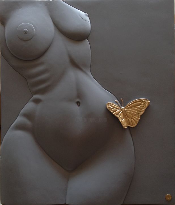 「Butterfly」というタイトルの彫刻 Jürgen Rodeによって, オリジナルのアートワーク, プラスチック