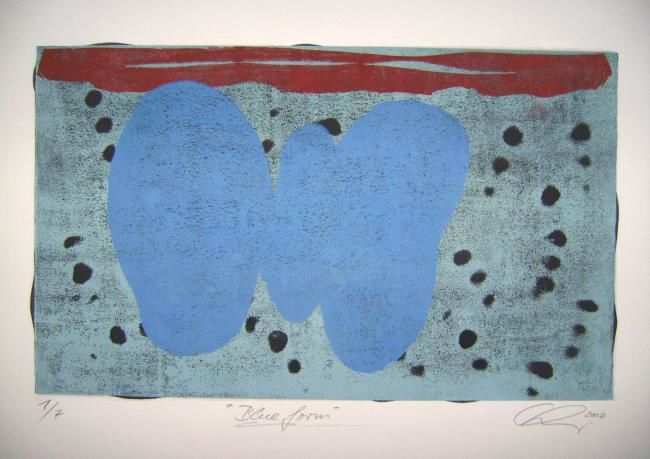 Painting titled "Blue form" by Jürgen Lang, Original Artwork