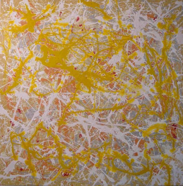 Malerei mit dem Titel "Drip-Painting No. 4" von Jürgen Lang, Original-Kunstwerk, Öl