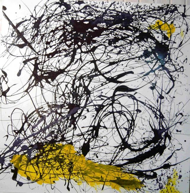 Malerei mit dem Titel "Drip-Painting No. 5" von Jürgen Lang, Original-Kunstwerk, Öl