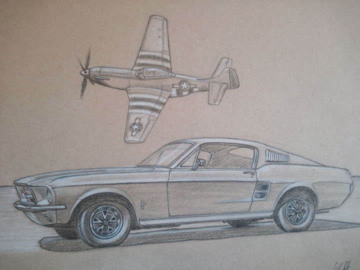 제목이 "1967 Ford Mustang s…"인 그림 Jg로, 원작, 연필