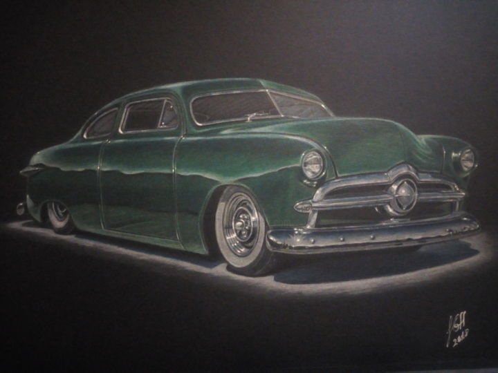 제목이 "1950 Ford custom"인 그림 Jg로, 원작, 연필