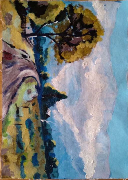 Peinture intitulée "mountain" par Jugurtha Kheloui, Œuvre d'art originale, Acrylique