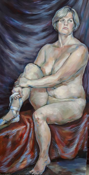 Painting titled "December nude" by Julia Naurzalijeva, Original Artwork, Acrylic