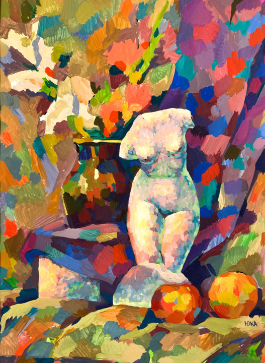 Painting titled "Venus and apples" by Julia Kucheryavaya, Original Artwork, Tempera