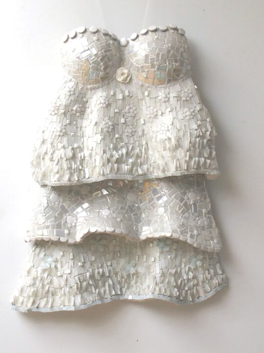 Sculpture titled "White Dress" by Julee Latimer, Original Artwork, Mosaic