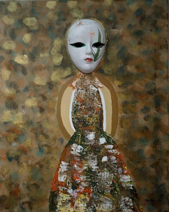 Peinture intitulée "le masque" par Jules Poil, Œuvre d'art originale, Acrylique
