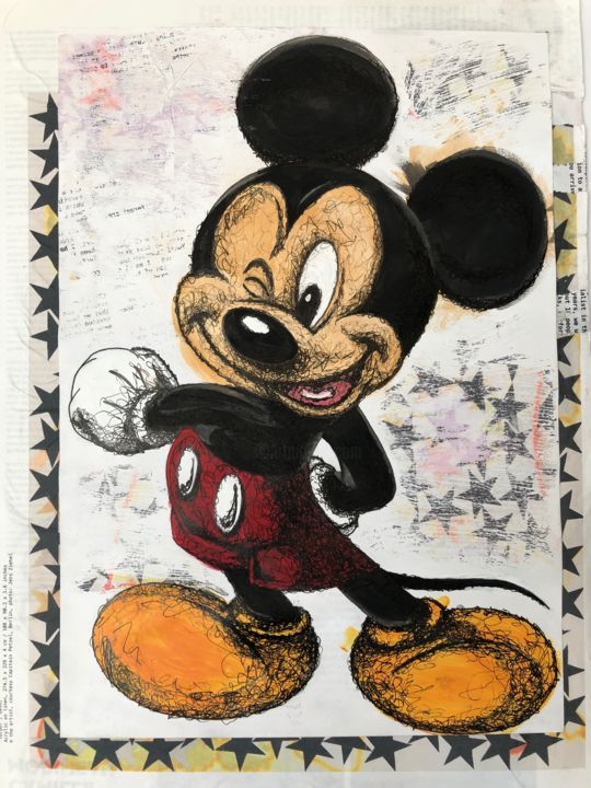 Peinture intitulée "Mickey mouse" par Lu_, Œuvre d'art originale, Acrylique