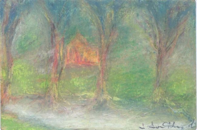 Painting titled "Trees in Forest" by Juli Southmayd, Original Artwork