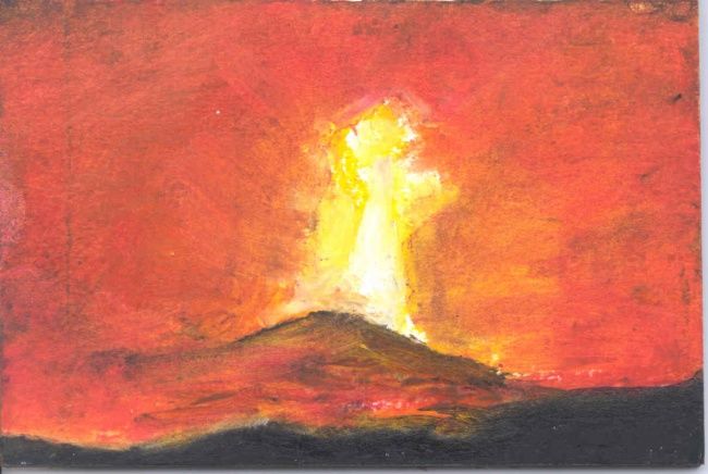 Schilderij getiteld "Volcano" door Juli Southmayd, Origineel Kunstwerk