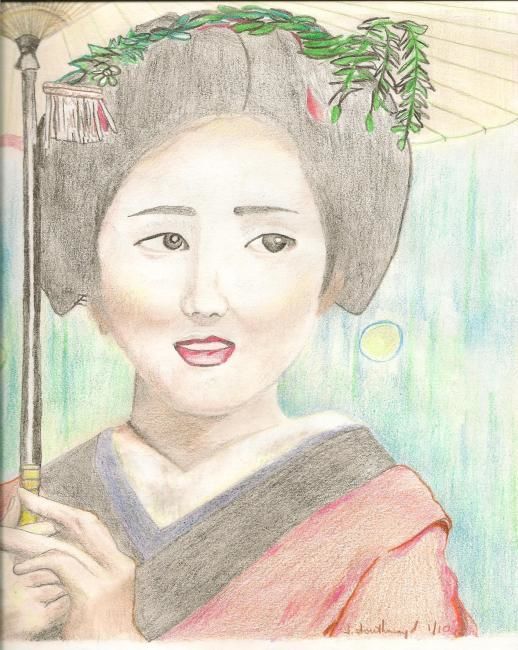 Painting titled "Geisha" by Juli Southmayd, Original Artwork