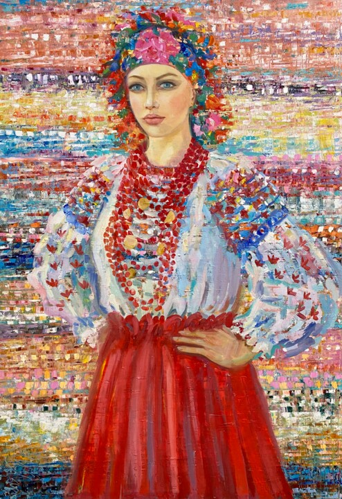 Painting titled "Village song" by Julia Abramoshvili, Original Artwork, Oil