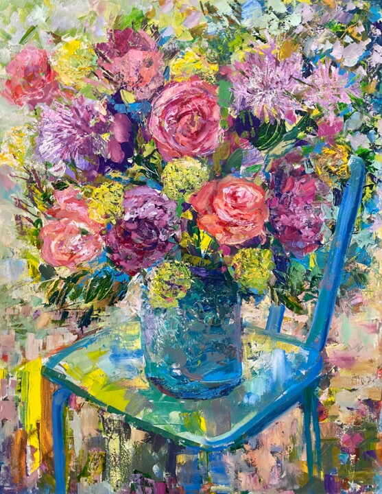 Painting titled "Bouquet lumineux" by Julia Abramoshvili, Original Artwork, Acrylic