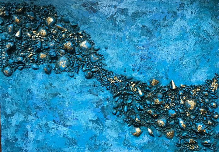 Collages getiteld "Морское путешествие" door Julia Anikina, Origineel Kunstwerk, Collages Gemonteerd op Houten paneel