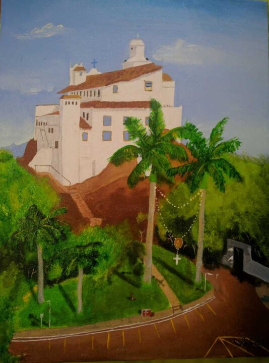 Pintura intitulada "Convento da Penha" por Julia Anjos, Obras de arte originais, Óleo