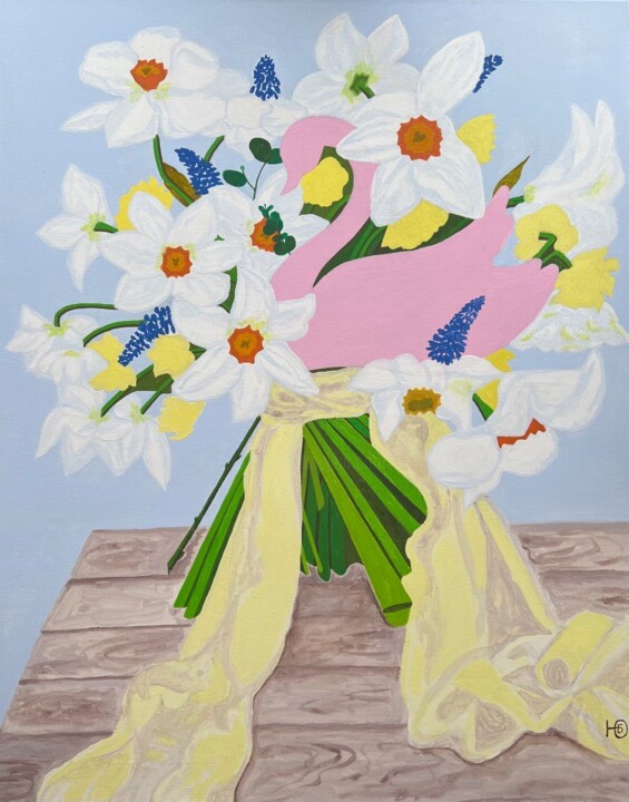 Painting titled "Spring optimism" by Julia Bakhareva, Original Artwork, Acrylic Mounted on Wood Stretcher frame