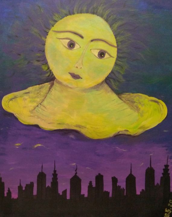 Painting titled "Luna" by Julia Bataeva, Original Artwork, Acrylic