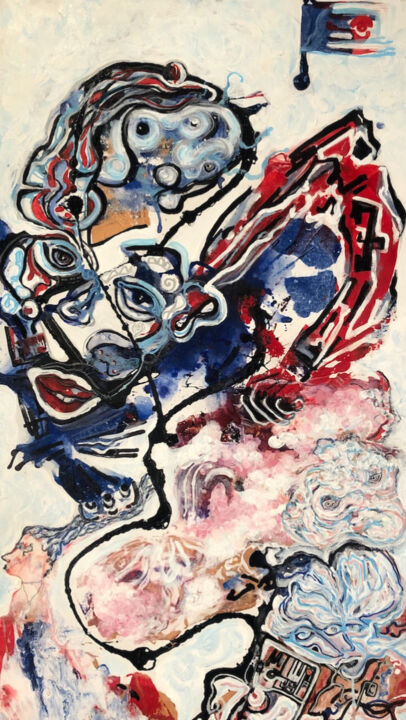 Картина под названием "War and Peace" - Julia Bates, Подлинное произведение искусства, Акрил Установлен на Деревянная рама д…