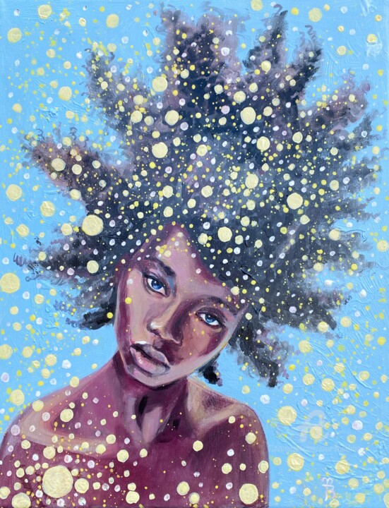 「black young woman p…」というタイトルの絵画 Julia Brinkfrauによって, オリジナルのアートワーク, アクリル