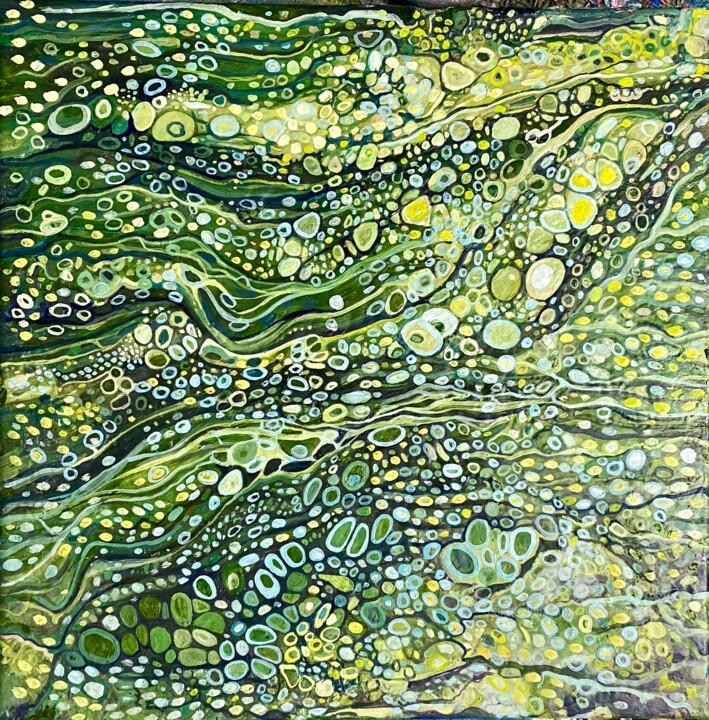 Peinture intitulée "Abstract green oil…" par Julia Brinkfrau, Œuvre d'art originale, Huile