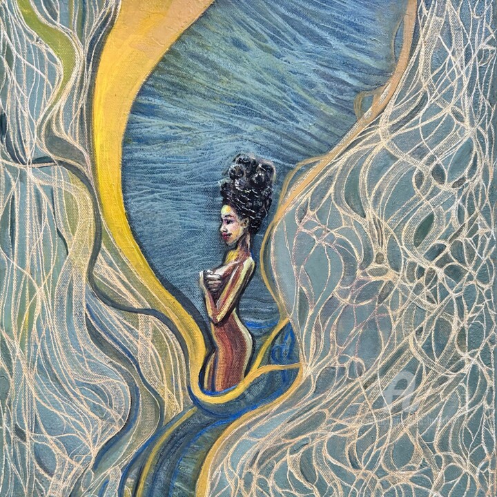 Malerei mit dem Titel "African woman body…" von Julia Brinkfrau, Original-Kunstwerk, Öl