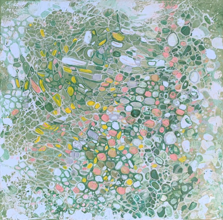 Painting titled "Sage green abstract…" by Julia Brinkfrau, Original Artwork, Acrylic