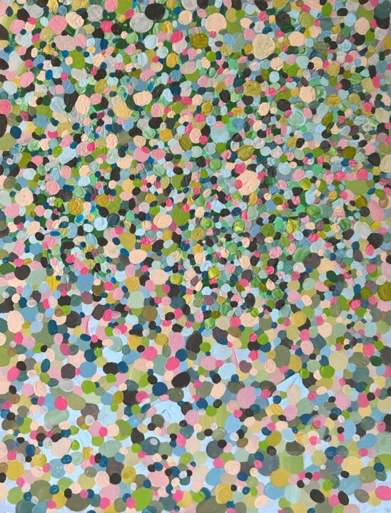 Malerei mit dem Titel "Abstract pointillis…" von Julia Brinkfrau, Original-Kunstwerk, Acryl