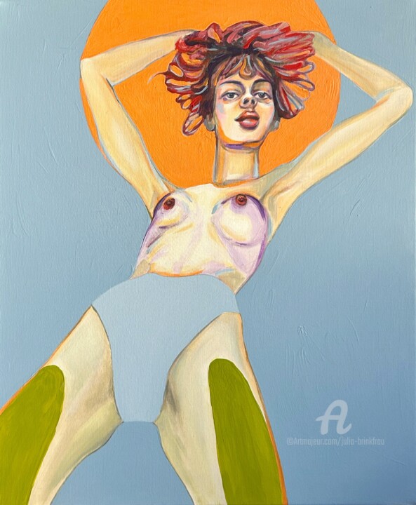 Painting titled "Woman standing behi…" by Julia Brinkfrau, Original Artwork, Acrylic