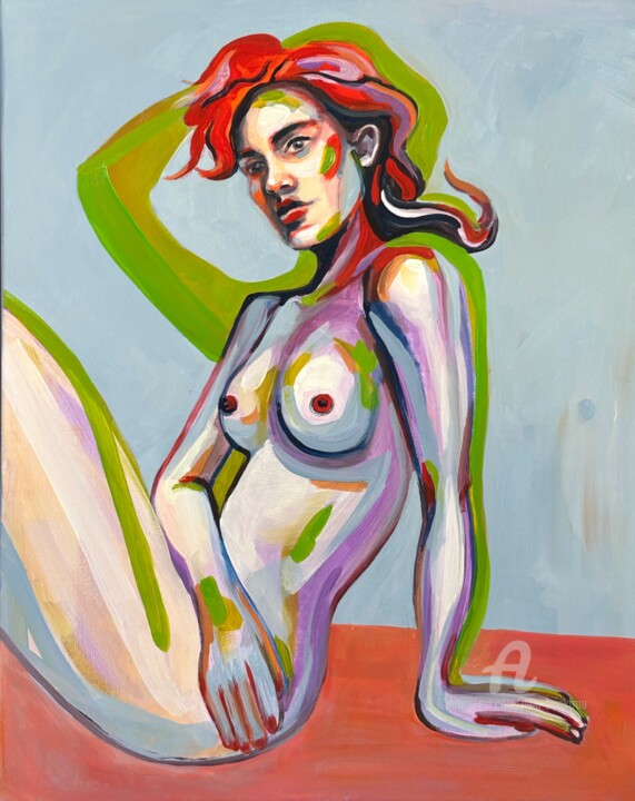 Malerei mit dem Titel "Woman figure study…" von Julia Brinkfrau, Original-Kunstwerk, Acryl